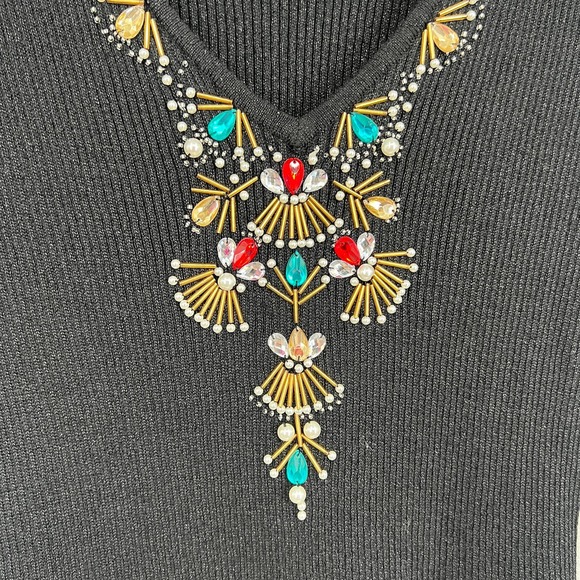 Lauren Michelle Womens Size Small Beaded Christmas Artsy Blouse Shirt Top Party - Picture 3 of 7